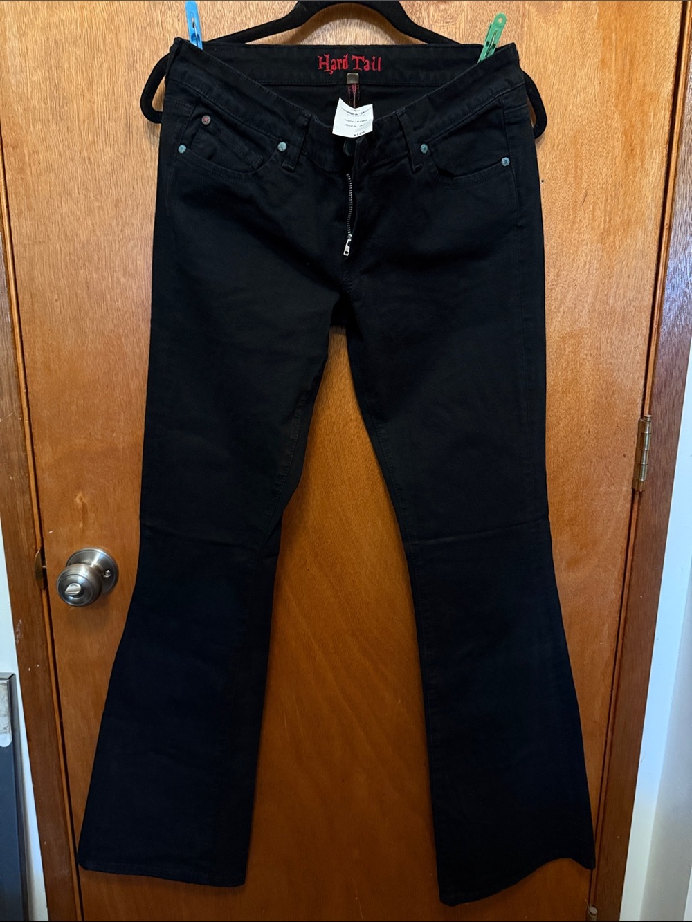 Hard Tail Black Flared Jeans with Subtle Red Label NWT